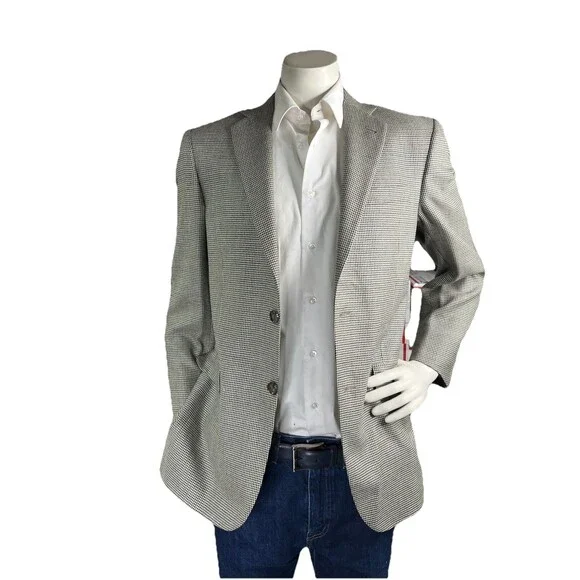 Burberry London ‘Bond Street‘ Blazer Men 38R Houndstooth Silk Wool Recent Jacket